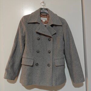 Calvin Klein Women’s Gray Wool Cashmere Nylon Blend Pea Coat Size 6 Luxe Jacket